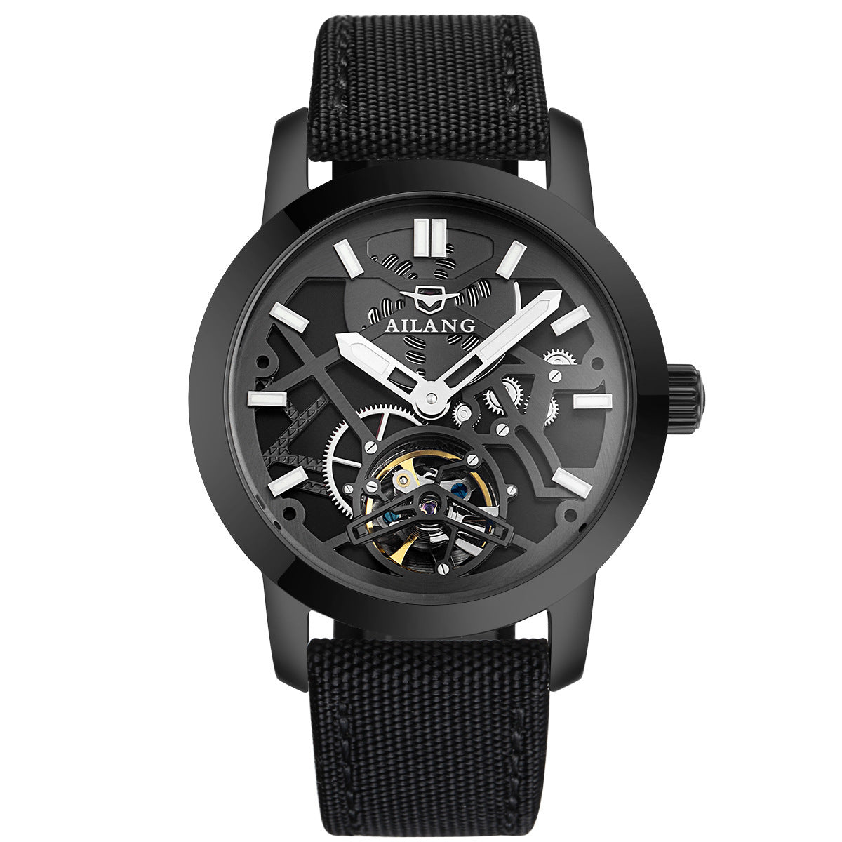 Ailang Men's Business Casual Automatic Mechanical Watch Hollow Flywheel Waterproof Fashion Men's Leather Band Watch - Acquisti Online
