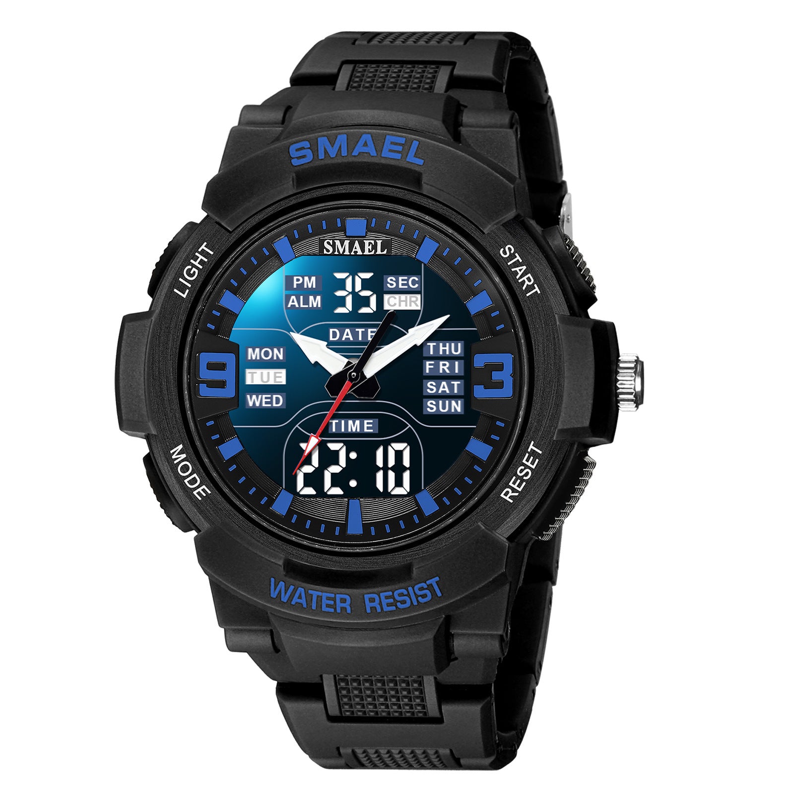 SMAEL Electronic Watches with LED Luminous 5 ATM Waterproof Sports Watch with Week Day Display, Alarm, Stopwatch Timer and Calendar
