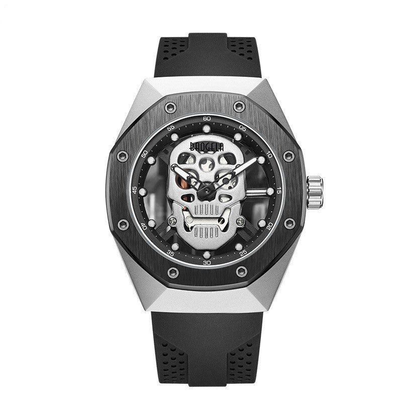 Domineering Skull Silicone Men's Watch Two-pin Waterproof Luminous Sports Quartz Watch