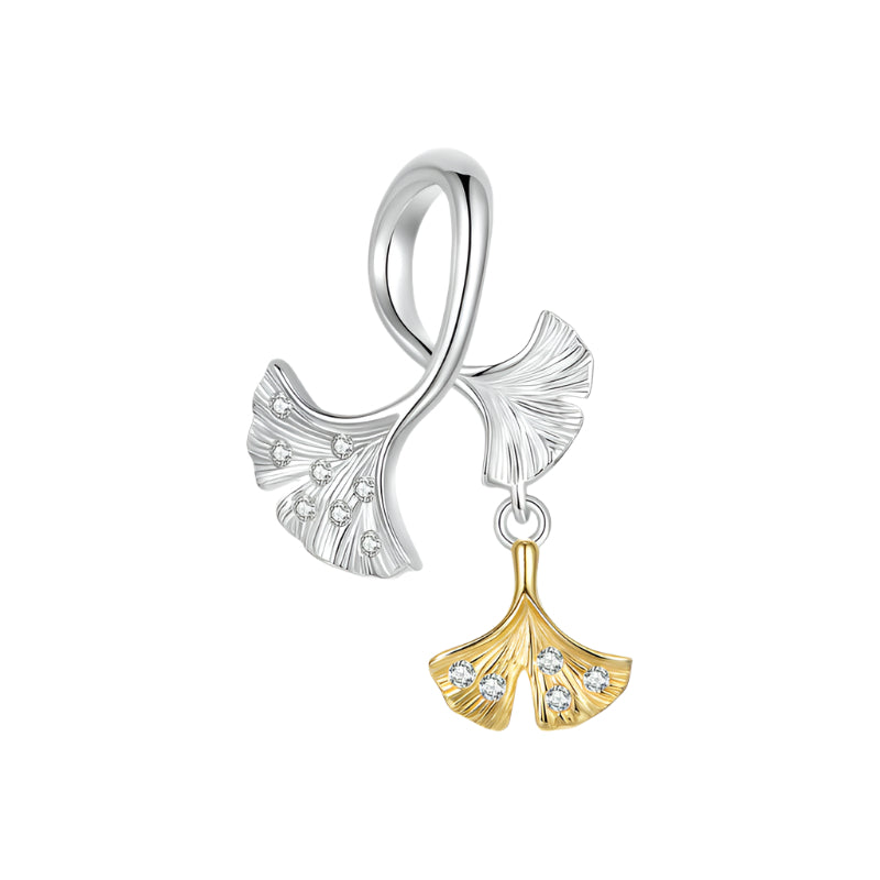 Silver Charm Original Autumn Forest Ginkgo Leaf DIY Pendant Accessories Color coded Electroplated Leaves s925 Pure Silver Beads