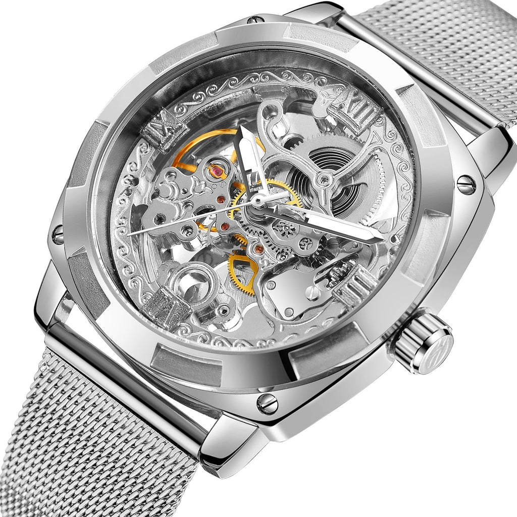 Men's Business Watches Automatic Mechanical Wristwatch with Steel Band Mechanical Watch Men Stainless Steel  30M Water Resistant Business Wristwatch