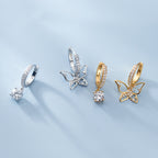 s925 silver autumn new asymmetric butterfly women's earrings