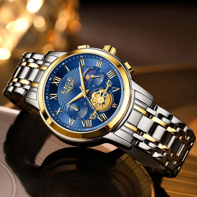 LIGE LG89106 Orologio automatico da uomo color oro