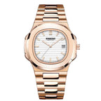 Men's Simple Watches Analogue Quartz Wrist Watch Leisure Waterproof Watch Date Calendar Luminous Watch with Stainless Steel Strap for Men