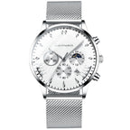 Men's Crnaira Men Watch Stainless Steel Quartz Watches Calendar Luminous Fashion Imitation Three-eye Waterproof Quartz Watch