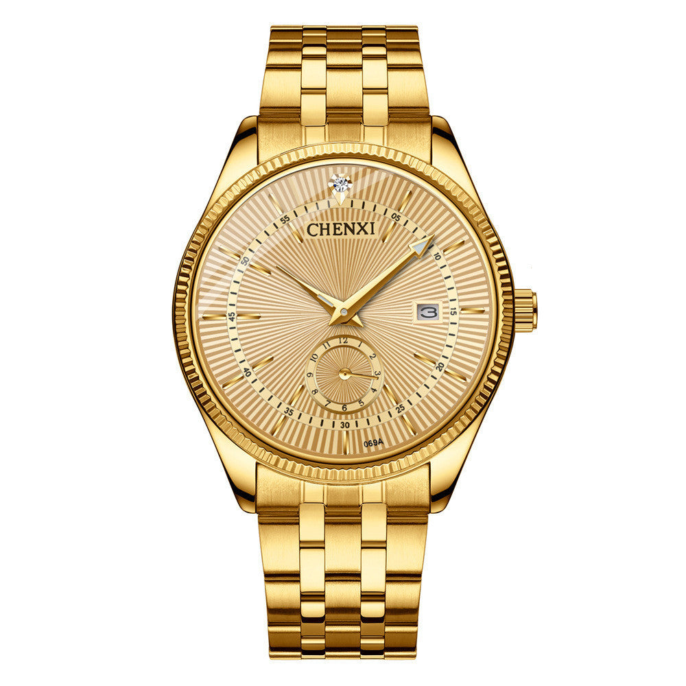 CHENXI Luxury Couple fashion quartz watch steel band watch Rhinstone Crafted Luminous Waterproof Couple Quartz Watch