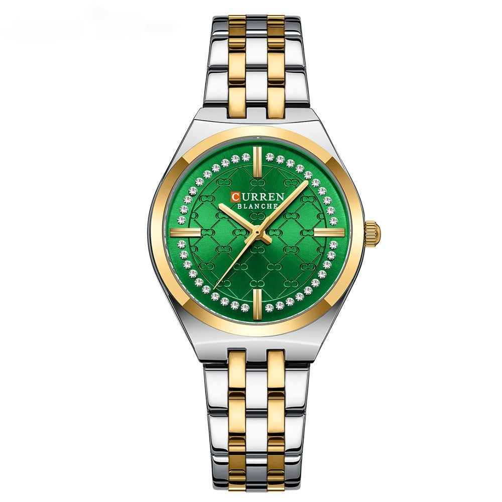 CURREN Women's Quartz Watch Luxury Diamond Stainless Steel Strap Waterproof Small Dial Ladies Casual Watches