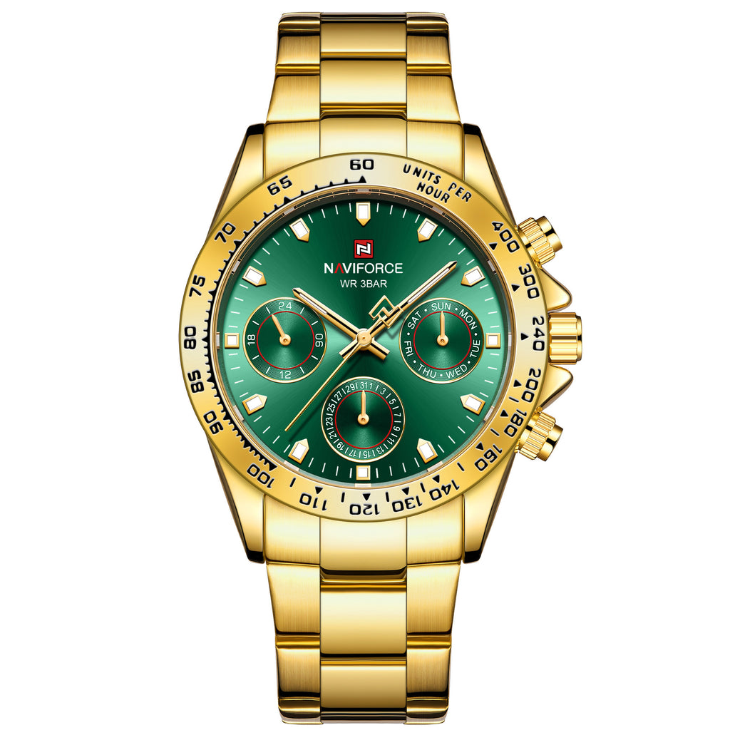 Herenhorloge met stalen band en waterbestendig quartzhorloge