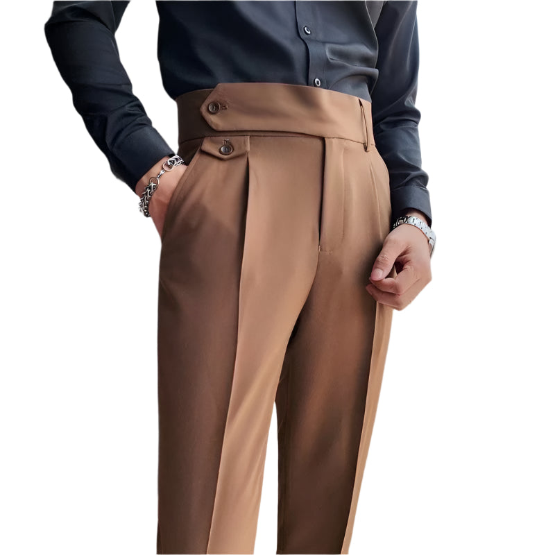 Heren modieuze zakelijke casual formele broek effen kleur hoogwaardige slanke pasvorm draperend effect heren casual broek