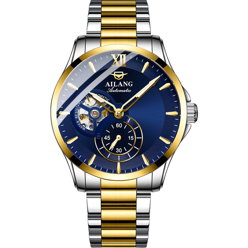 AILANG Men's Business Casual Fashion Watch Automatic Mechanical Movement Watch Waterproof Steel Band Man Watch - Acquisti Online