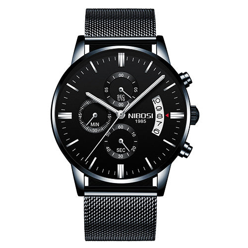 Men Watch Chronograph Sport Mens Waterproof Full Steel Quartz watch