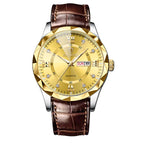 BINBOND Top Brand Luxury Fashion Men's Quartz Watch Waterproof Week Date Watch Men's Sports Watch Stainless Steel Quartz Wristwatch Genuine Leather Men's Waterproof Leisure watch