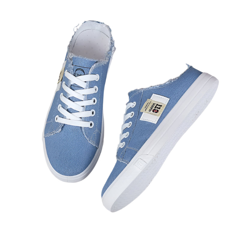 Frayed Hem Lace Up Canvas Sneakers - Acquisti Online