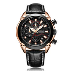 Multifunctioneel horloge voor heren, leren horloge met driedimensionale wijzerplaat en quartzhorloge