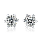 Classic Six-prong Moissanite Silver Earrings Luxury Fashion Diamond Stud Earrings