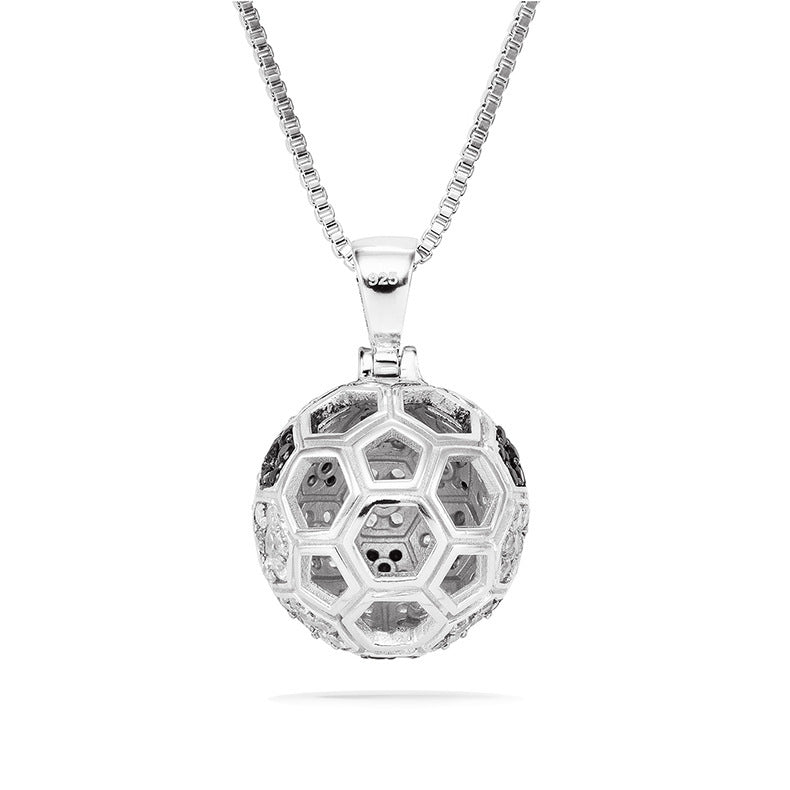 Women Fashionable High Quality Sterling Silver Hip Hop Iced Football Pendant Necklace CZ Stones Fashion Necklace