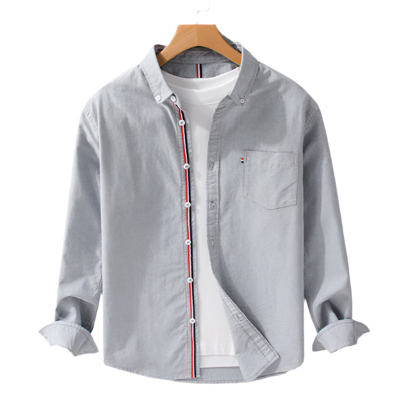 Heren modieus casual overhemd effen kleur puur katoen Britse stijl Oxford overhemd met lange mouwen Heren casual overhemd