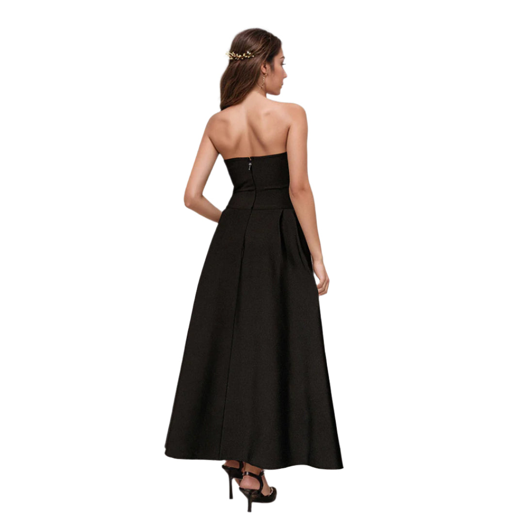 Women's Fashionable Elegant Rhinestone Bandage Dress Solid Color High Waist Sleeveless Women's Long Party Dress