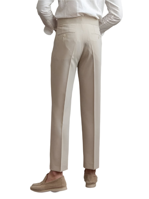 Fashion Mid-High Waist Straight Cropped British Pants Men's