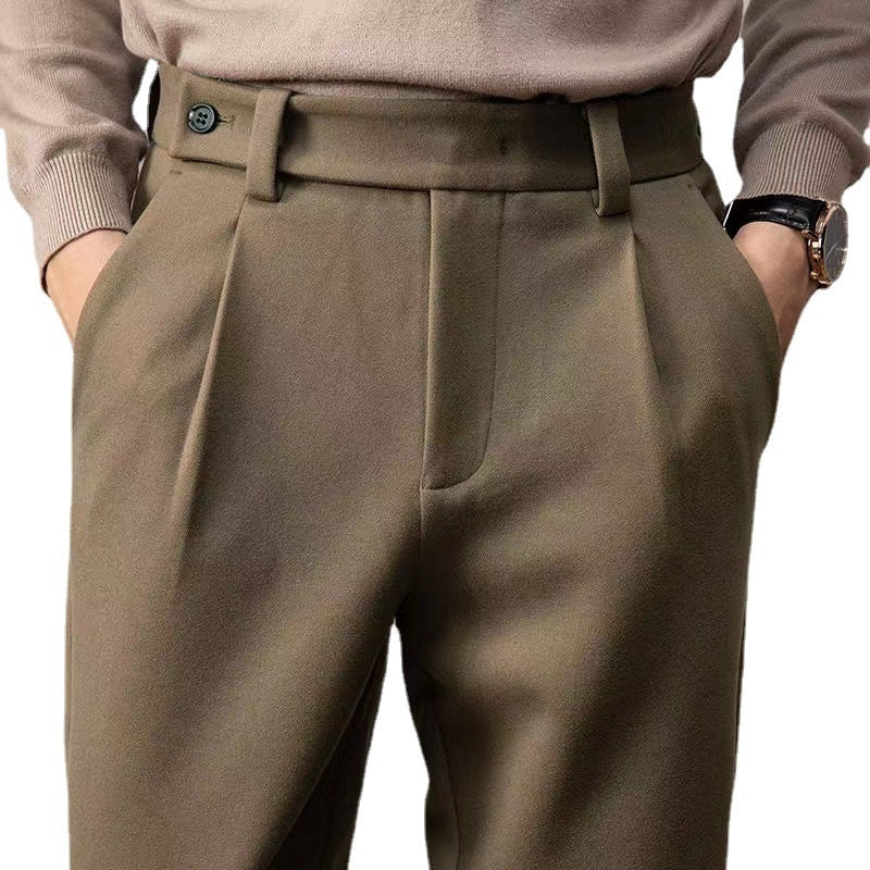 Men's Thick Wool Loose Straight Brushed Men's Casual Pant