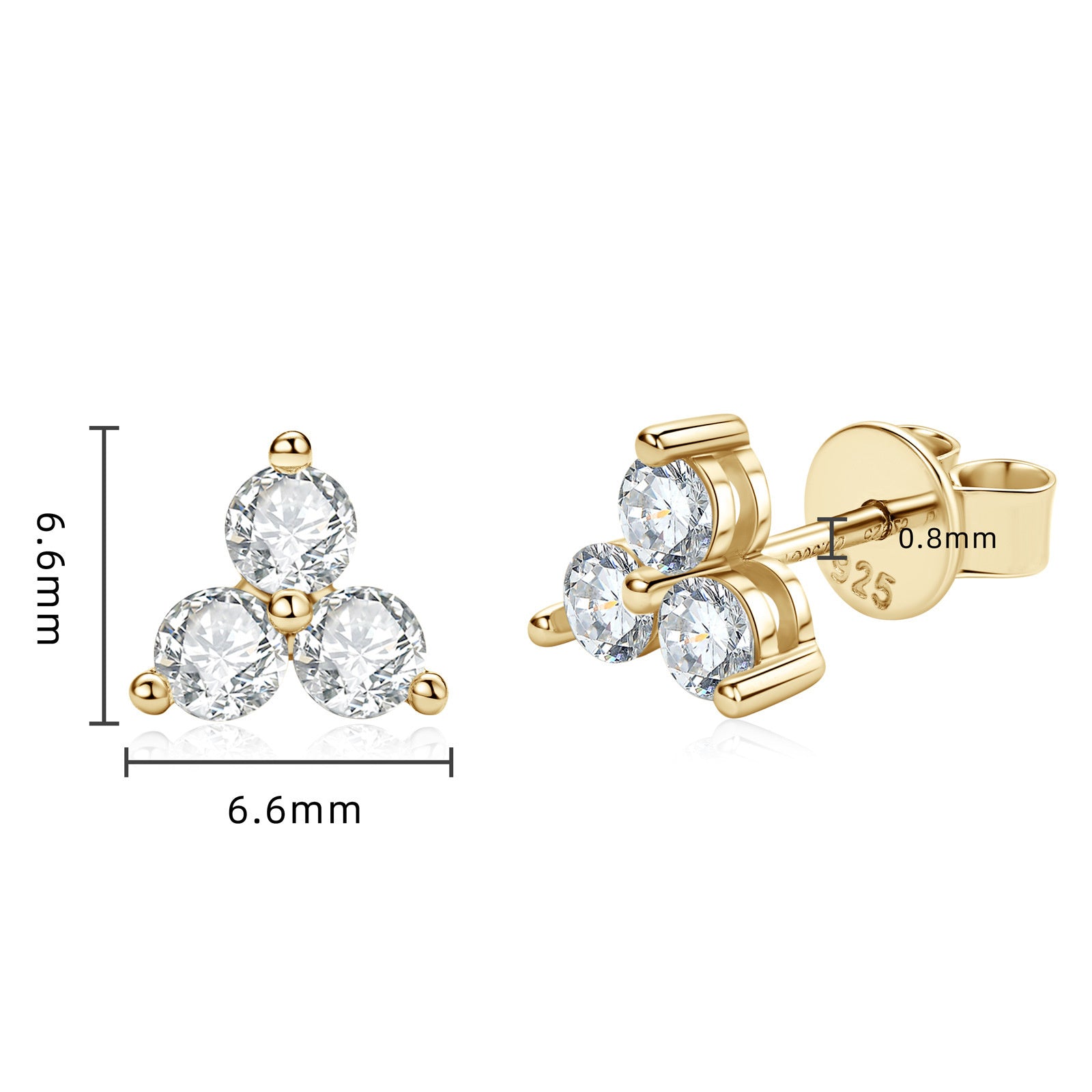 Damesoorbellen in de vorm van een klavertje vier, oorstekers met D-kleurige moissanite diamanten, veelzijdige zilveren oorbellen voor dames