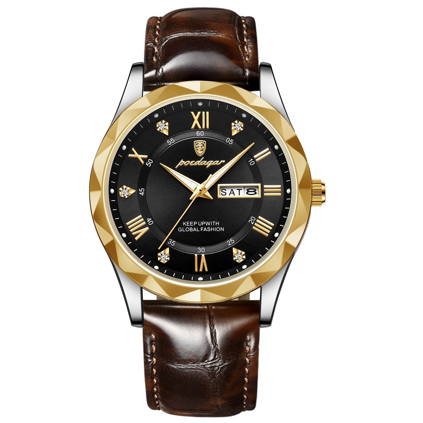 POEDAGAR Luxury Business Men's Wrist Watch Waterproof Luminous Date Week Men's Watch for Men Quartz Watch Leather Men's Watches reloj