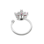 Romantic floral zircon ring with light luxury and niche design, pink floral Women's ring