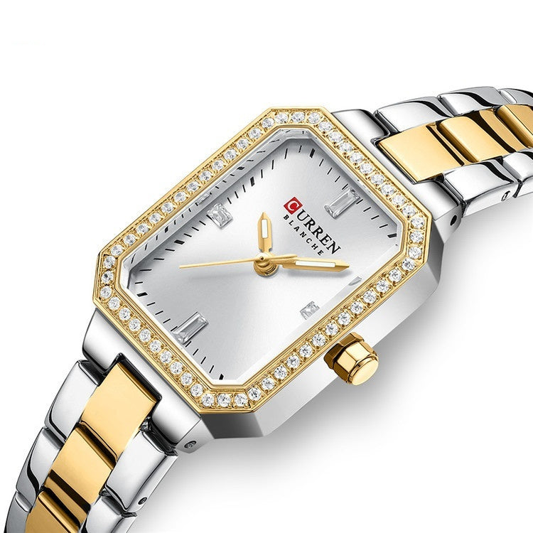 Curren Women's Quartz Wristwatches Stainless Steel Waterproof Luxury Rhinstones Women Automatic Quartz Watches - Acquisti Online