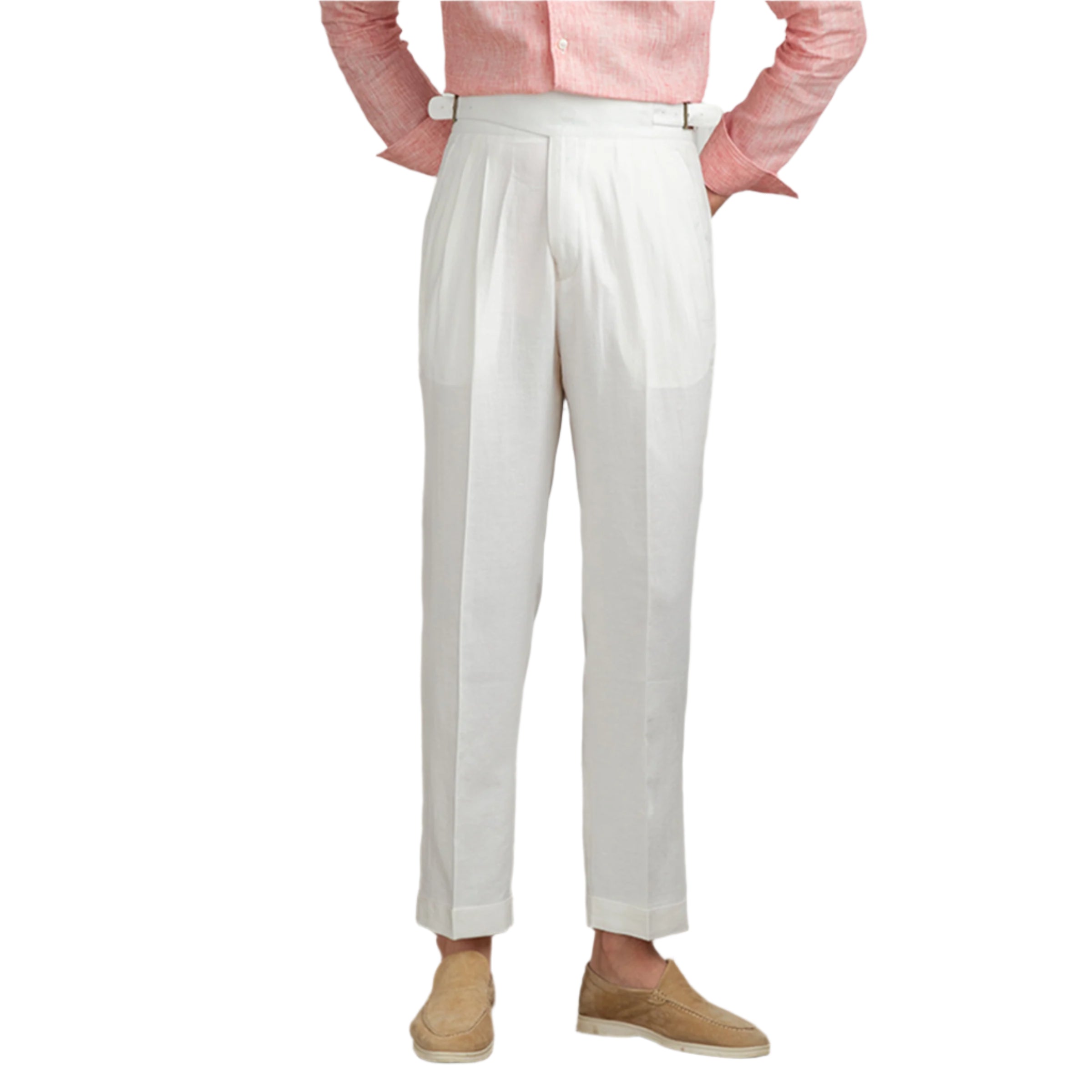 Men's Fashionable Casual Retro Breathable Cotton And Linen High Waist Straight-leg Pants Men's Casual Formal Pants