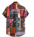 Modieus casual overhemd voor heren, effen kleur, polyestervezel, plus size, digitaal bedrukt, herenoverhemd met korte mouwen