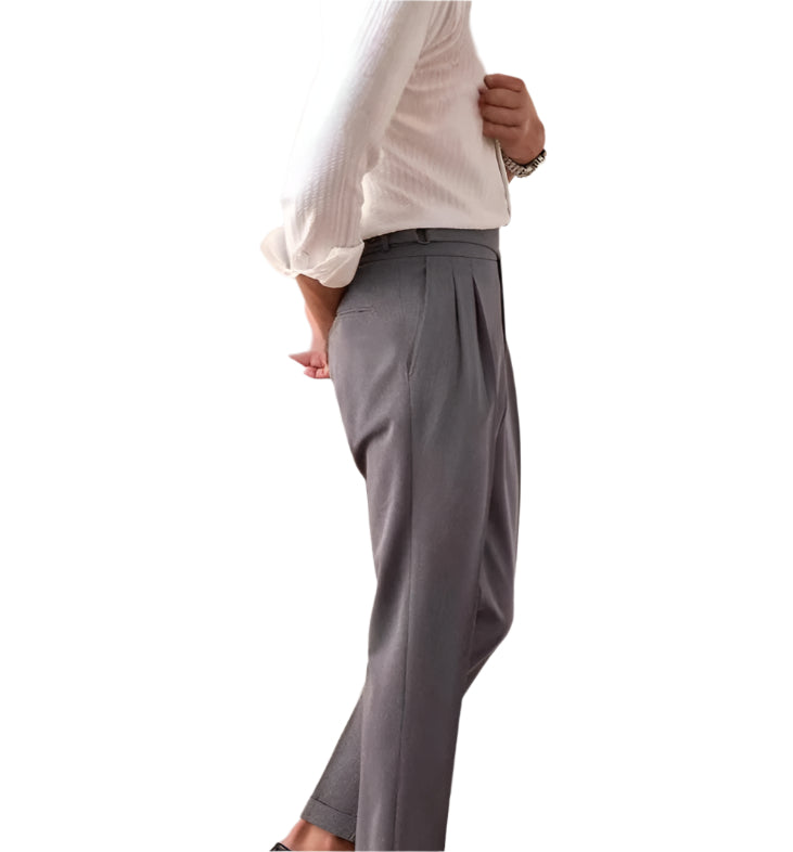 Men's Fashionable Casual Formal Pants British Style Leisure Commute Solid Color pant Mid Waist Men's Casual Pants