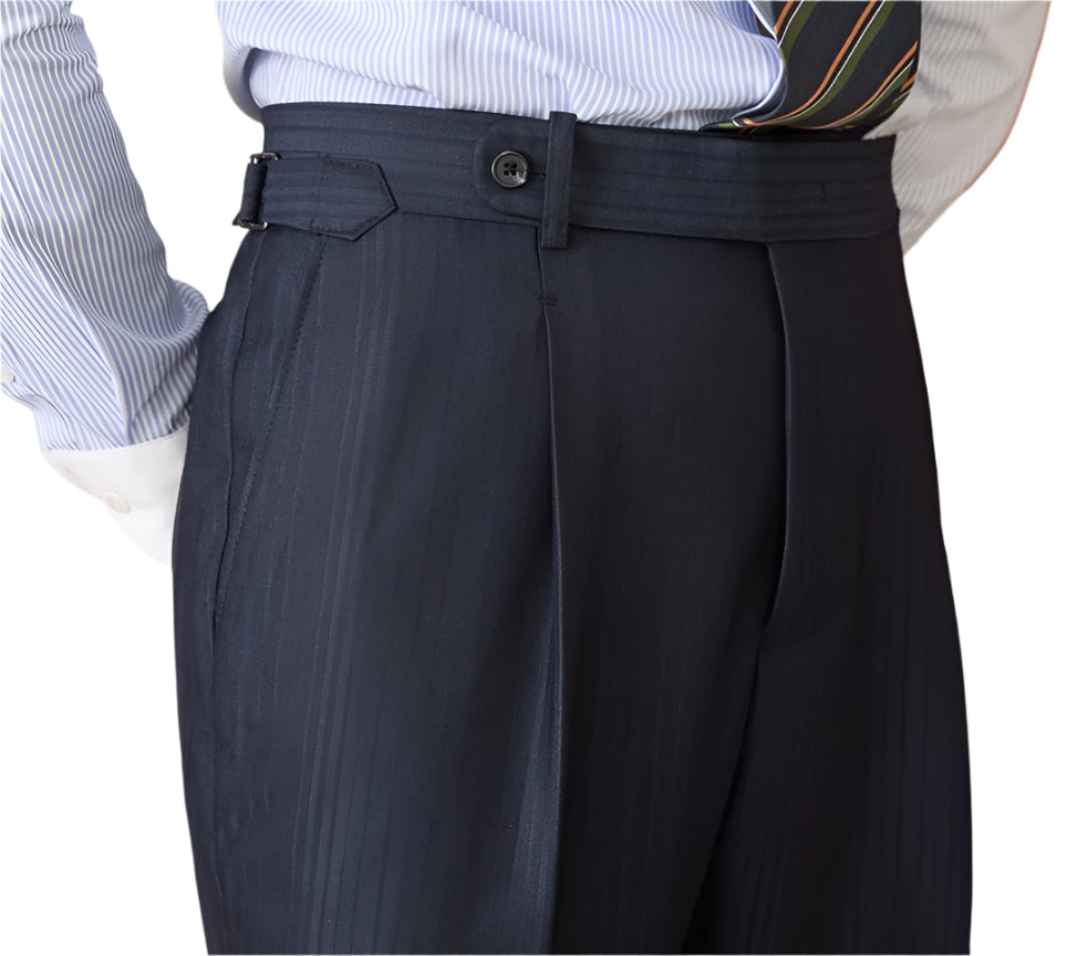 Men's Business Casual Formal Pants Solid Color Mid Waist Striped Straight High-waisted Pants Men's Casual Formal Pants - Acquisti Online