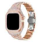 Women Luxury Smart Watch Rhinstone Crafted Case Apple Watch Multi Mode Stainless Steel Band Iwatch Series 8 7 6 SE 5 4