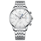 Orologio da uomo meccanico di tendenza, impermeabile, luminoso al quarzo con cinturino in acciaio