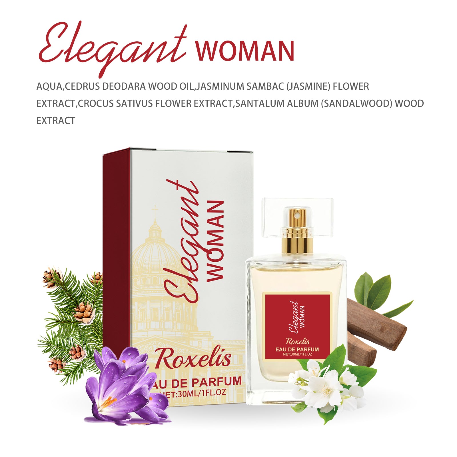 Elegant Woman Eau De Parfum, natuurlijke frisse nichelichte elegante bloemenfruitgeur