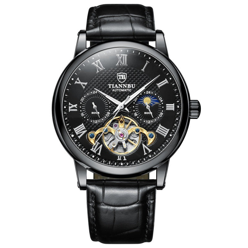 Orologio meccanico da uomo alla moda con quadrante grande in acciaio inossidabile e data luminosa