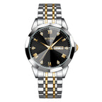 NIBOSI 2623 Orologio di lusso da uomo con specchio a rombo, automatico, data, settimana, impermeabile, orologio da polso luminoso