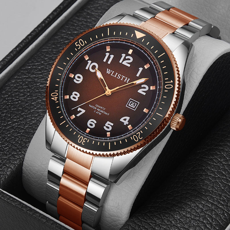 Men's Waterproof Luminous Calendar Quartz Watch Leather Strip