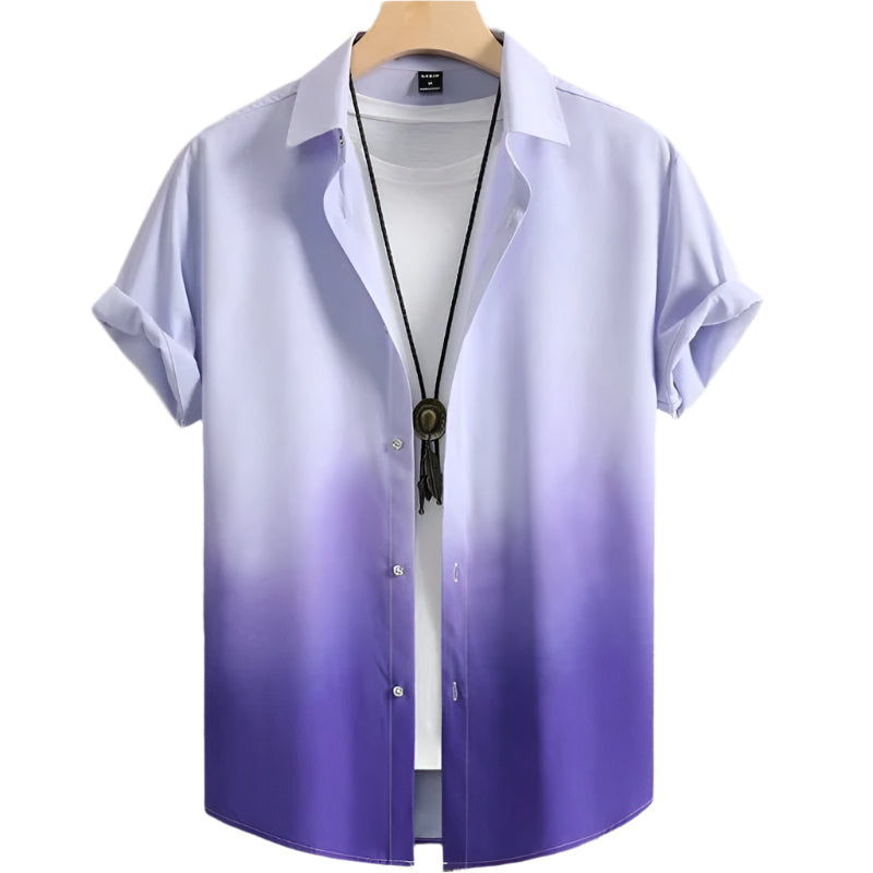 Men's Fashionable Casual Shirt Solid Color Floral 3D Printed Polyester Fiber Shirt Floral-Print Hawaiian Men's Casual Shirt