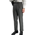 Autumn Wool Blended Single Pleated Striped Suit Men's Pants