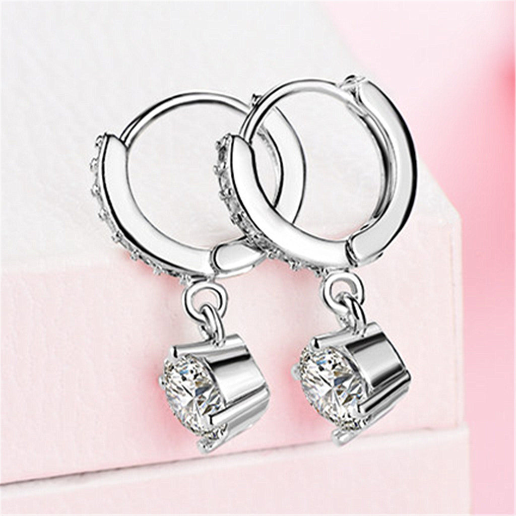 Fashionable Women's Copper Zircon Earrings