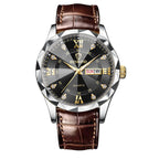 BINBOND Top Brand Luxury Fashion Men's Quartz Watch Waterproof Week Date Watch Men's Sports Watch Stainless Steel Quartz Wristwatch Genuine Leather Men's Waterproof Leisure watch