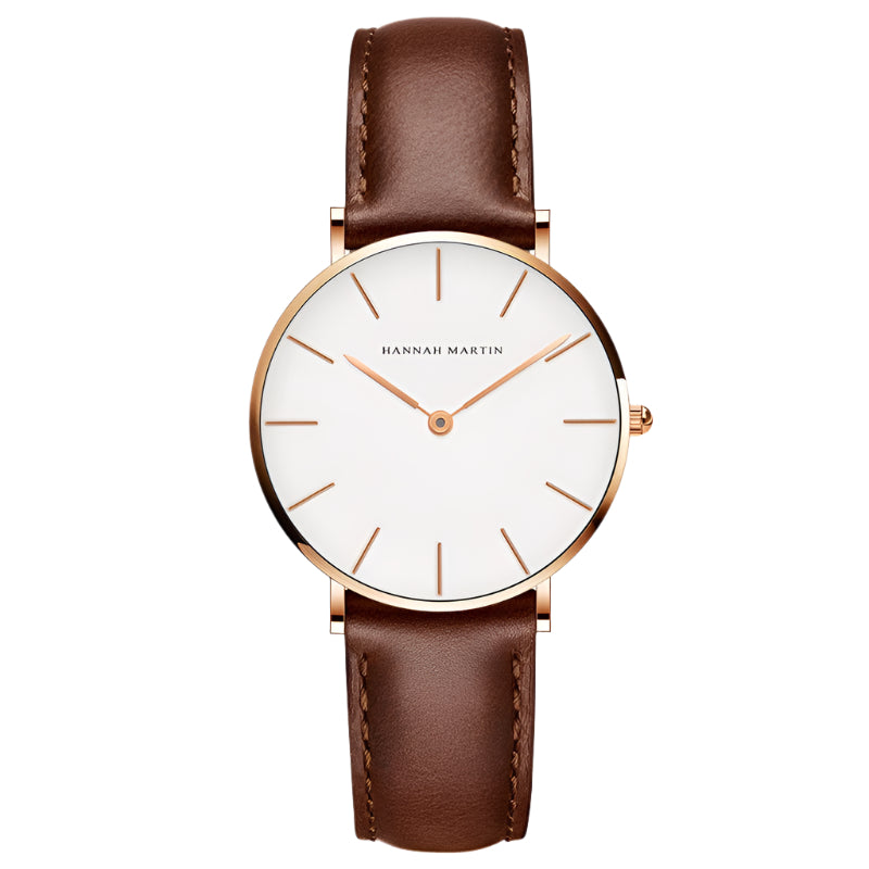 Hannah Martin Brand Japan Quartz Movement Women Fashion Watch Leather Strap Wristwatch Waterproof Women Watch - Acquisti Online