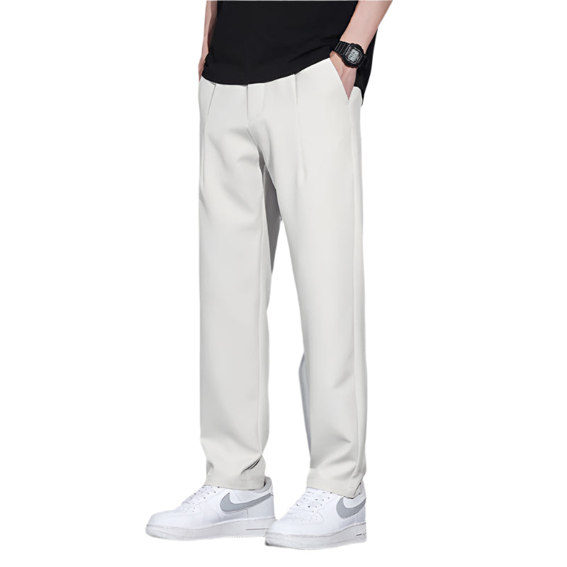Men's Casual Business Formal Pants Micro Elasticity Mid Waist  Polyester Fiber Fashionable Men's Casual Formal Pants