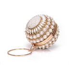 Women Retro Pearl Evening Clutch Bag Women Handheld Round Dress Bag Luxury Beaded Wedding Party Bag Banquet Bags