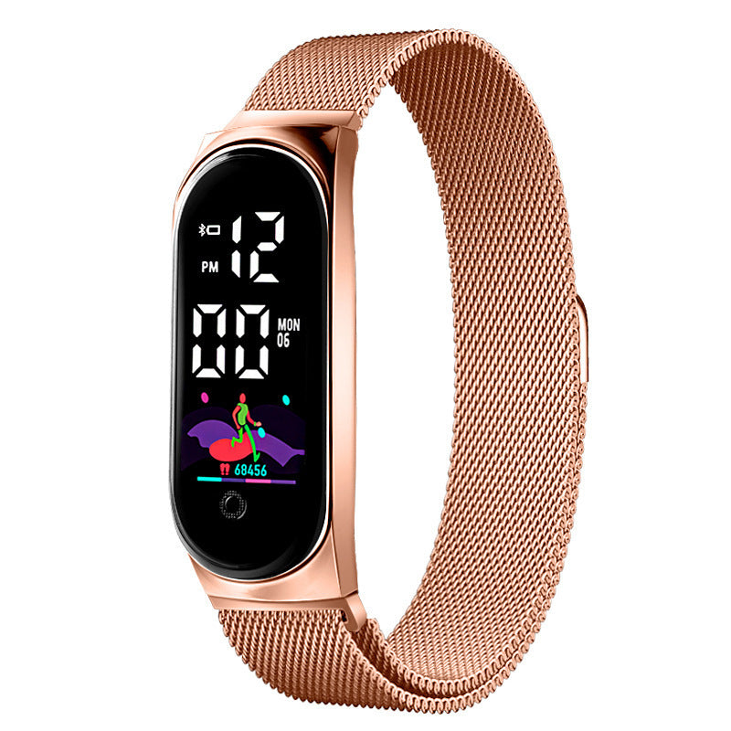 Modieus slim digitaal horloge, roestvrijstalen mesh-riem, digitaal horloge, fitnesstracker, slimme herinnering, digitaal horloge