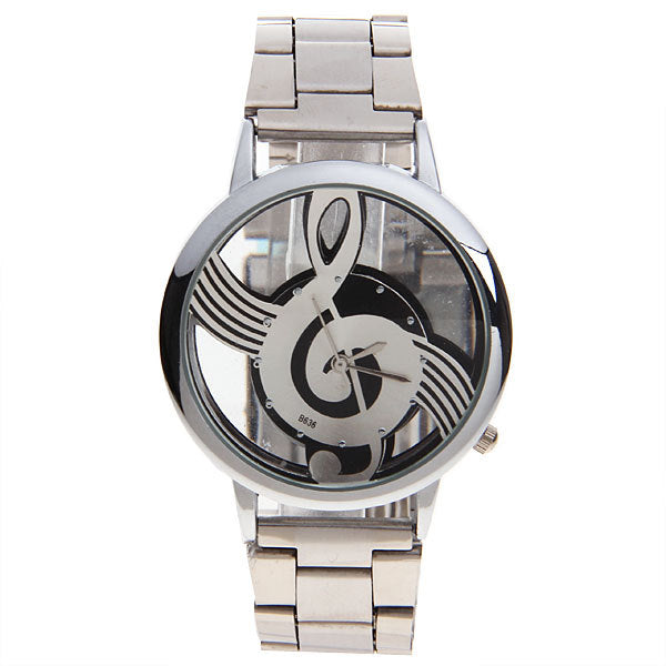 New Style look Music Note Men's Watch Stainless Steel Wristwatch Luxury Fashion Hollow Unisex Watch