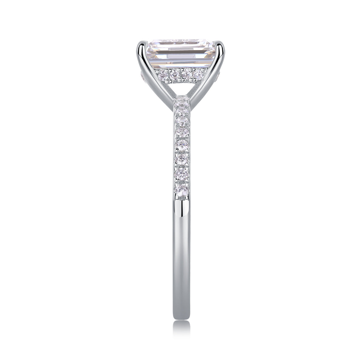 Square Diamond Ring Luxury Fashion Set Moissanite Silver Ring