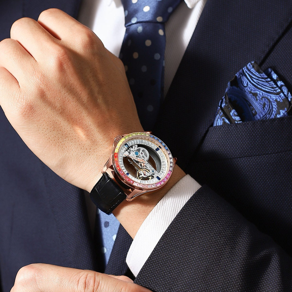 Men's watch top brand luxury watch for men automatic mechanical watch hollow out diamond color fashion men's watch montre homme
