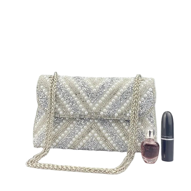 Water Diamond Underarm Handheld Bag with Inlaid Diamond Color Diamond Chain - Acquisti Online